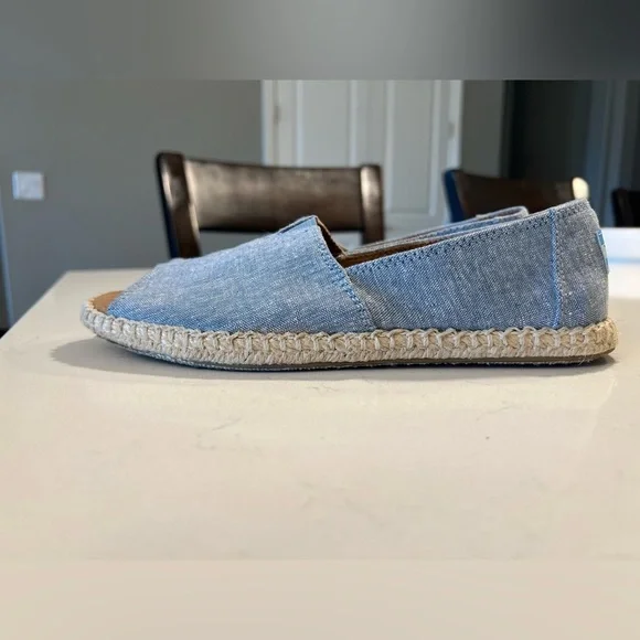 TOMS Alpargata Canvas Open Toe Blue Espadrille Sandals Women's Size 7.5 - Picture 4 of 9